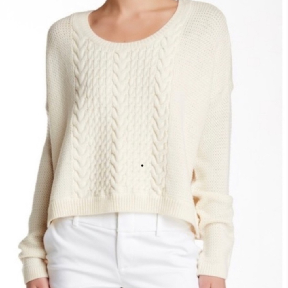 Alice + Olivia Ivory Cropped Wool Knit Sweater size S